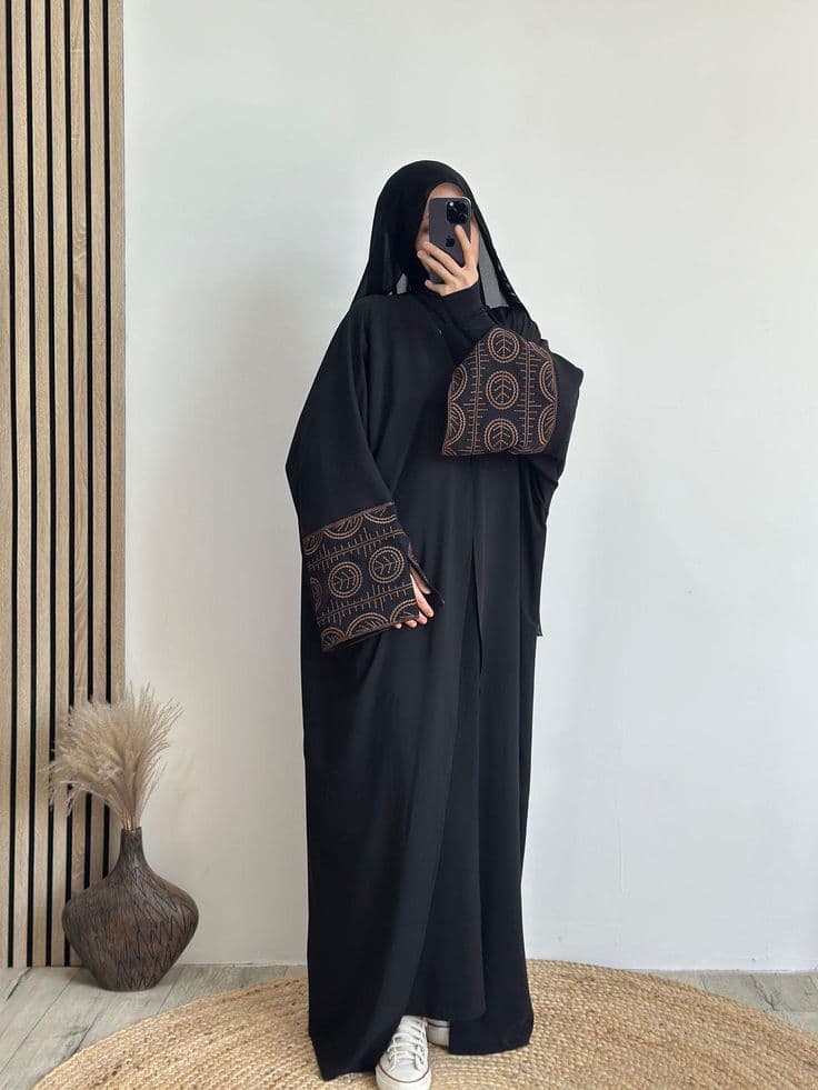 Formal black nidha abaya with embroidery